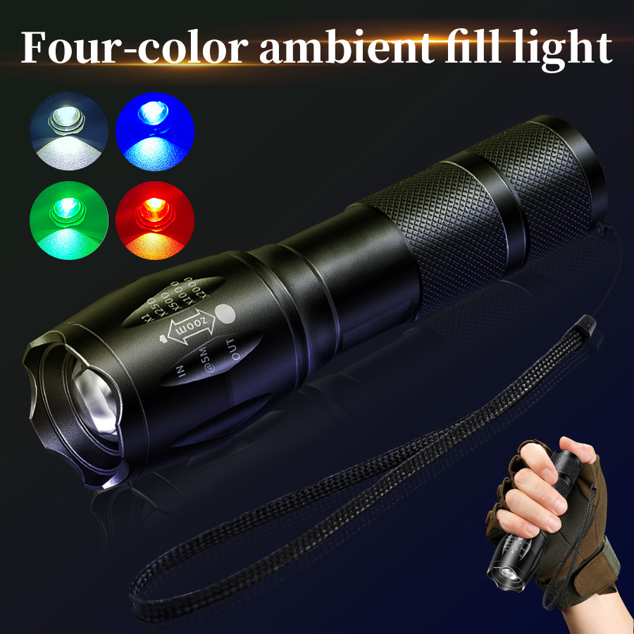Outdoor Hunting Photography - Multifunktionale wiederaufladbare Taschenlampe, grün, rot, blau,