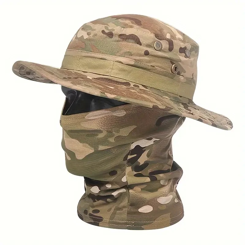 Mens Outdoor Hunting Hats - Tarnfarben-Boonie-Kappe mit Sturmhaube, faltbarer weicher Hut