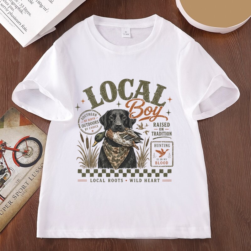 Outdoor Hunting Graphic Tees - Local Boy Hunting Grafik-T-Shirts Entenjagd-Hunde-T-Shirt für