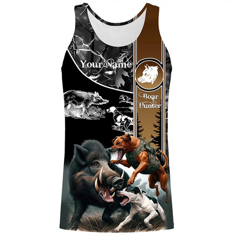 Wildman Hunting & Outdoor Photos - Personalisiertes Wildschweinjäger-Tanktop mit 3D-Druck, ärmellose Shirts