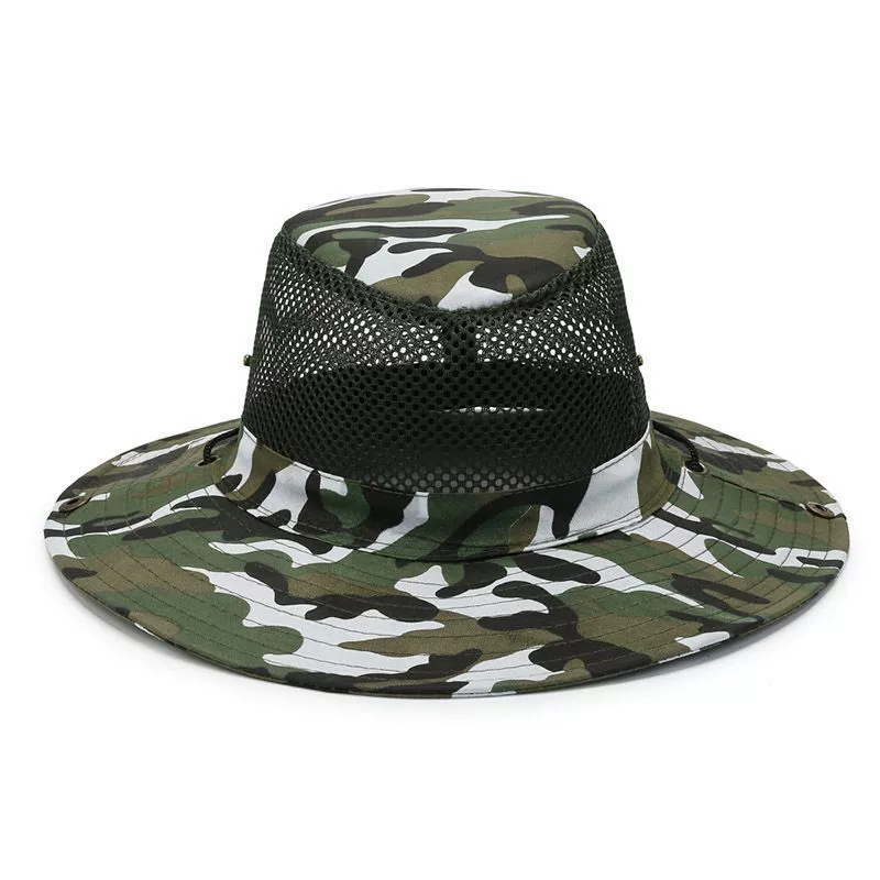 Mens Outdoor Hunting Hats - Anglerhut mit UV-Schutz, Tarnmuster, Netzstoff, breiter