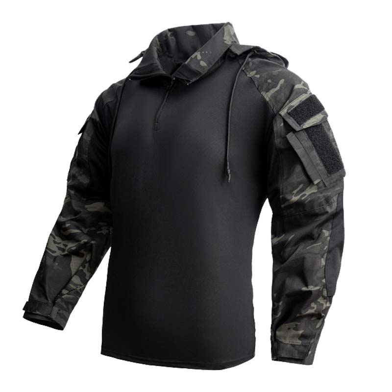 Hunting Outdoor Shirts - Herren T-Shirts 1/4 Zip Langarmshirts Kapuzen