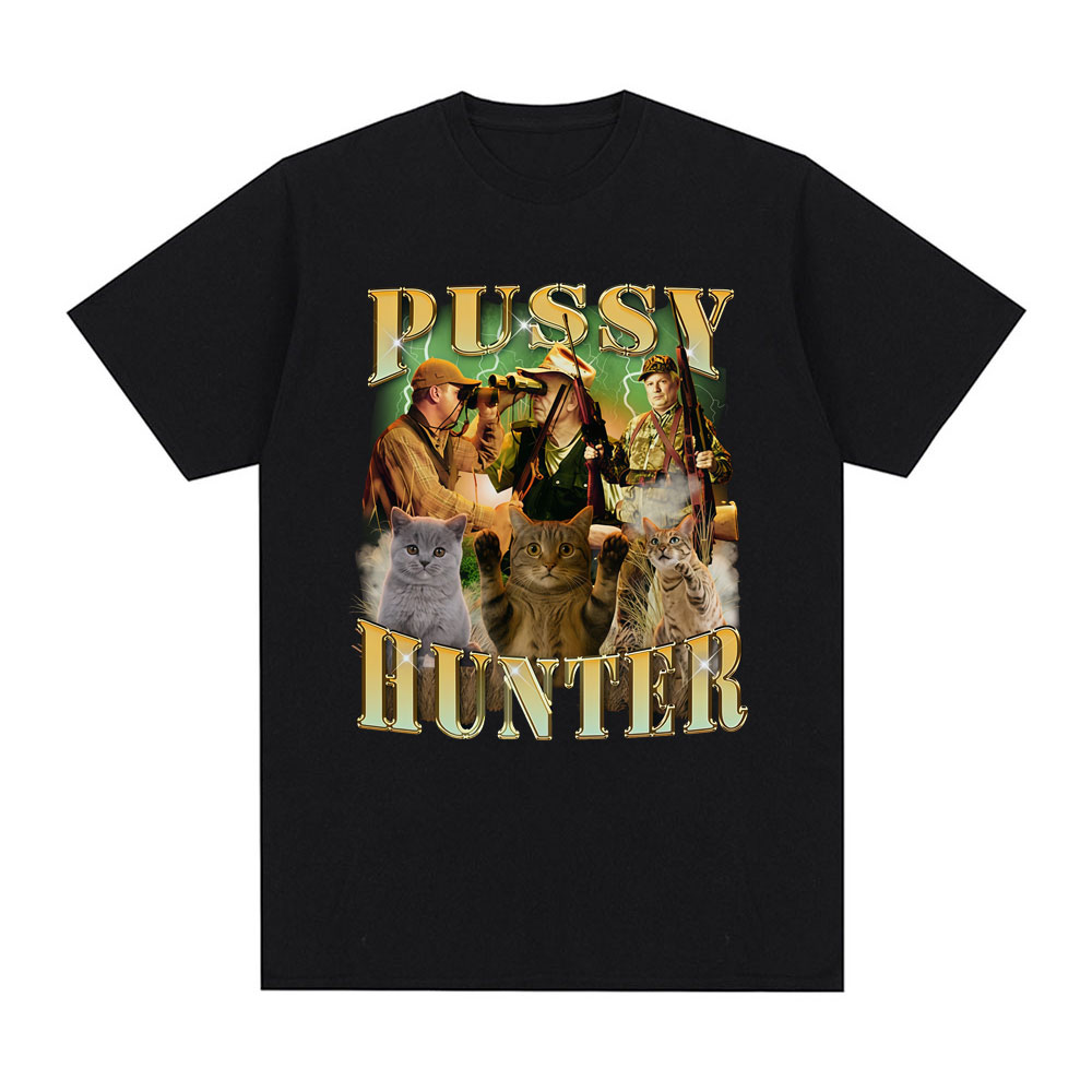 Outdoor Hunting Graphic Tees - Herren Damen Sommer Vintage Jagdkatzen-Grafik T-Shirt