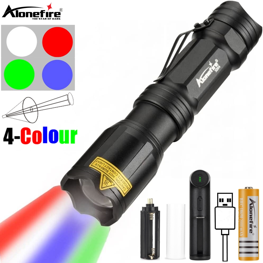 Zoom 4-Farben-LED-Taschenlampe – Outdoor Hunting Photography Bewertung und Preis