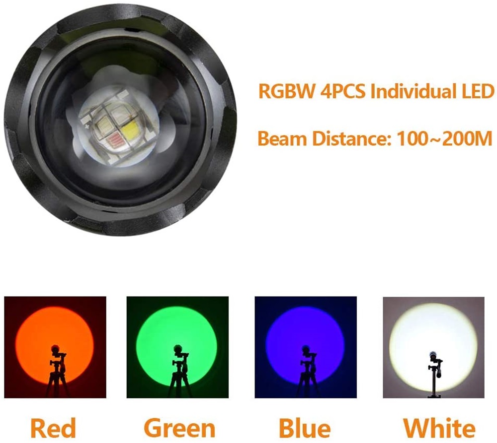Zoom 4-Farben-LED-Taschenlampe – Outdoor Hunting Photography Bewertung und Preis